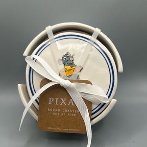 Rae Dunn Disney Pixar Ratatouille Ceramic Coaster Set With Holder 4 Designs NEW